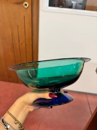 Centrotavola in vetro blu e verde