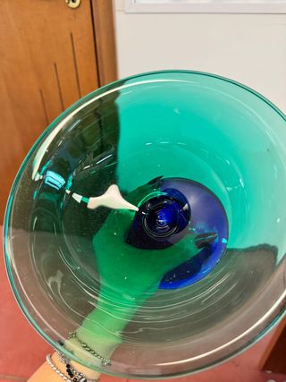 Centrotavola in vetro blu e verde