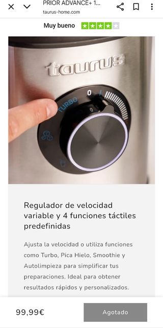 Batidora/licuadora Taurus PRIOR ADVANCE+ 1800,2L.