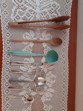 Kit pinze legno + mestolo + posate