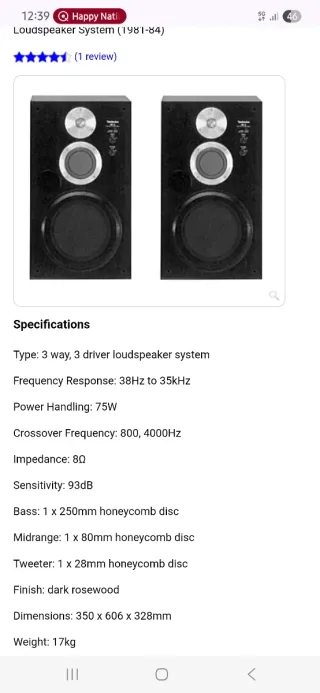 Technics SB 6. Altavoces.