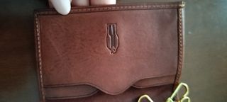 Portachiavi/portacarte in pelle marrone