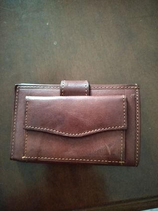 Portachiavi/portacarte in pelle marrone