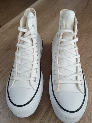 Converse All Star Blancas Caña Alta de plataforma 