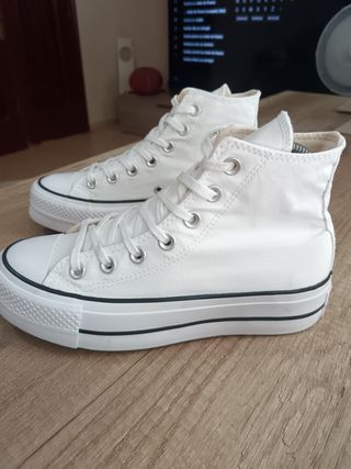 Converse All Star Blancas Caña Alta de plataforma 
