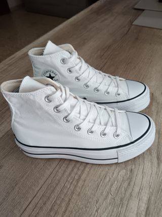 Converse All Star Blancas Caña Alta de plataforma 