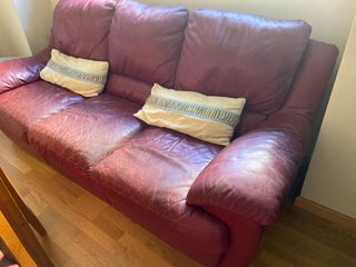 Sofá Natuzzi 3 plazas cuero rojo