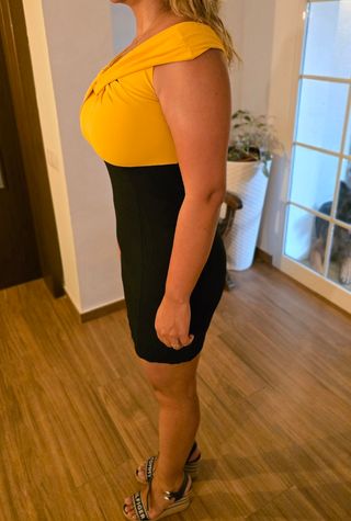 Vestido Marciano Amarillo y Negro Talla 44 (L)