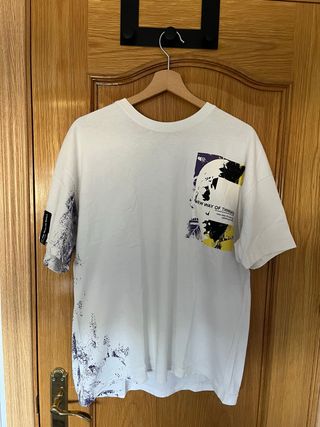 Camiseta Zara Blanca Estampada Hombre