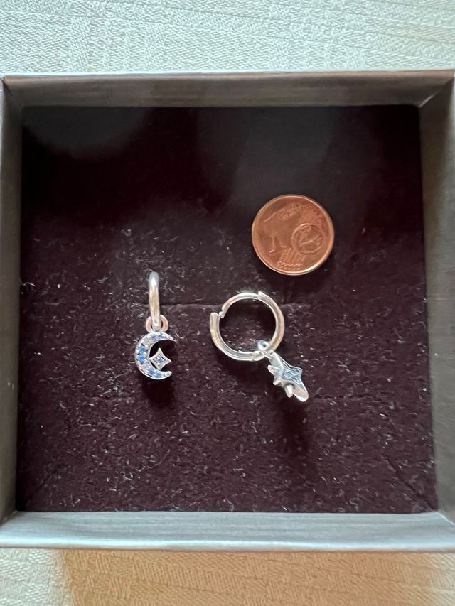 Pendientes Luna y Estrella Plata