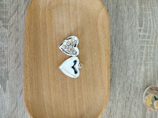 Collar Colgante Corazón Relicario Plata