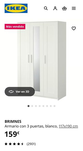 Armadio bianco a 3 ante Brimnes Ikea con specchio