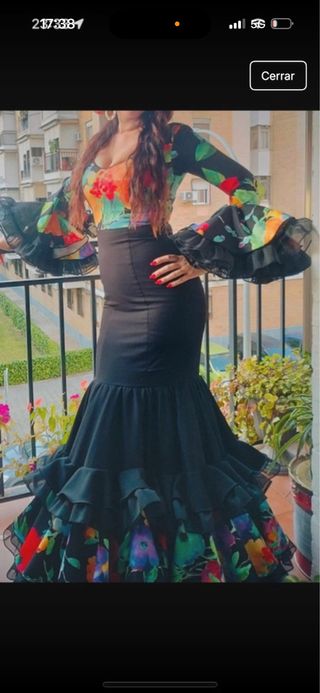 Vestido Flamenca Negro Multicolor