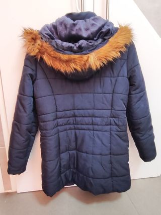 Cazadora/parca/ chaquetón azul con capucha y pelo