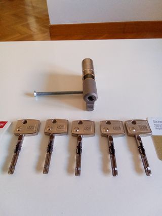 Cilindro seguridad DOM 30x40mm.
Cerradura puerta 
