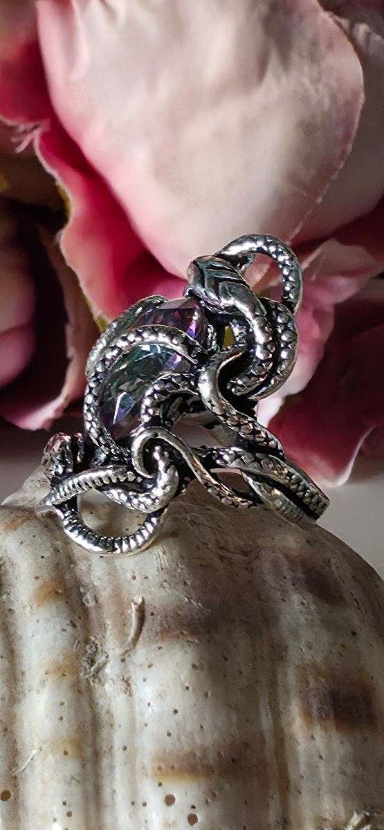 Anillo Plata Medusa Topacio Místico