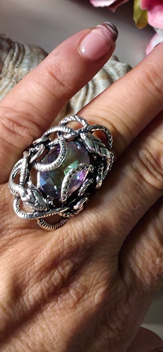 Anillo Plata Medusa Topacio Místico