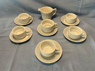 Lote 6 Tazas Café con Plato y Jarrita