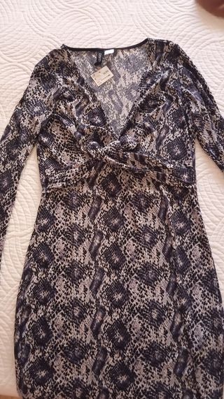 Vestido H&M Estampado Serpiente Talla L