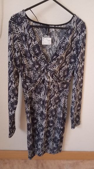 Vestido H&M Estampado Serpiente Talla L