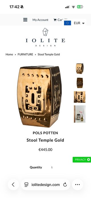 Butaca Decorativa Cerámica Dorada