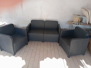 Conjunto Muebles Terraza Ratán Negro