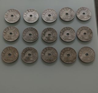 Lote 2 15 Monedas 25 céntimos España 1937.
