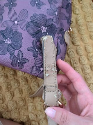 Mochila Morada Pequeña Flores Beige