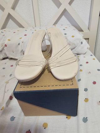 Zapatos de tacón beige/blanco