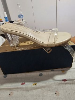 Zapatos de tacón beige/blanco