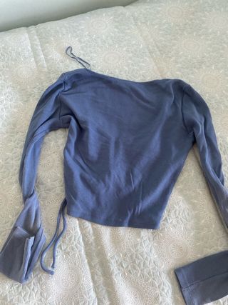 Top Zara Manga Larga Azul XS
