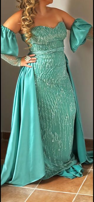 Vestido de fiesta gitana turquesa 