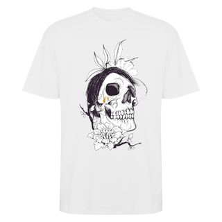 Camiseta Estampada Calavera Flores