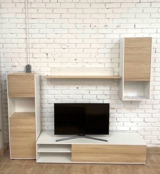 MUEBLE DE TELEVISION CON MODULOS BLANCO CAMBRIA