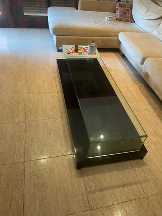 Mesa de centro moderna cristal y madera