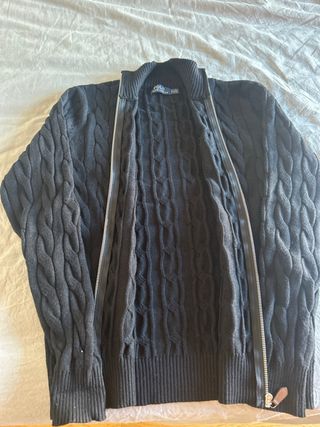 Jersey Polo R.L. trenzado cuello alto, negro