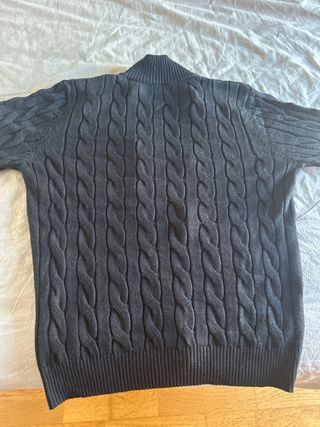 Jersey Polo R.L. trenzado cuello alto, negro