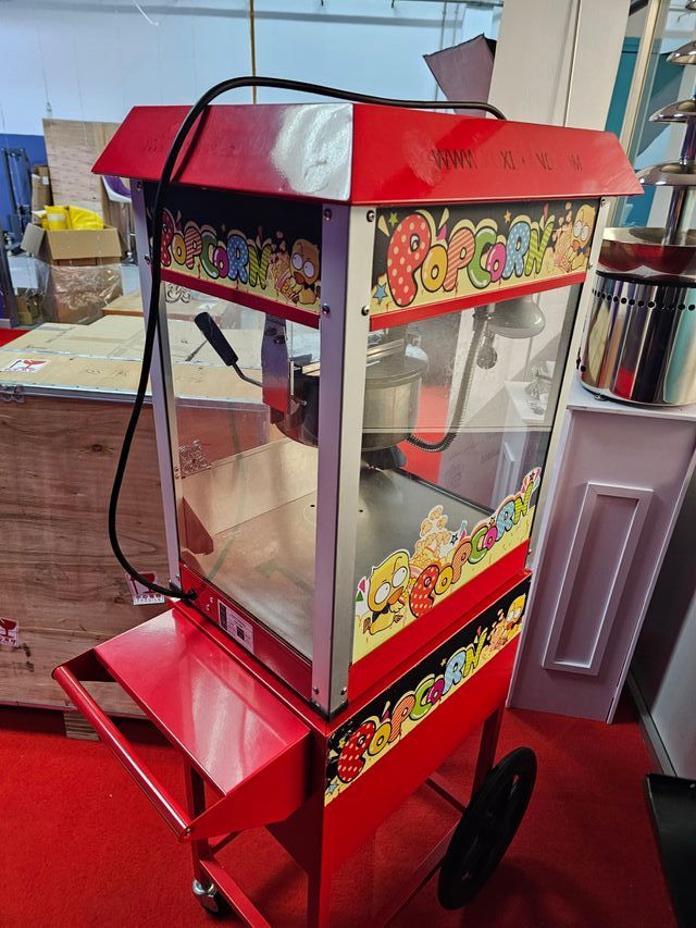 Máquina de Palomitas Roja con Carrito