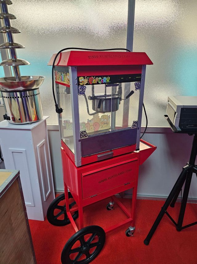 Máquina de Palomitas Roja con Carrito