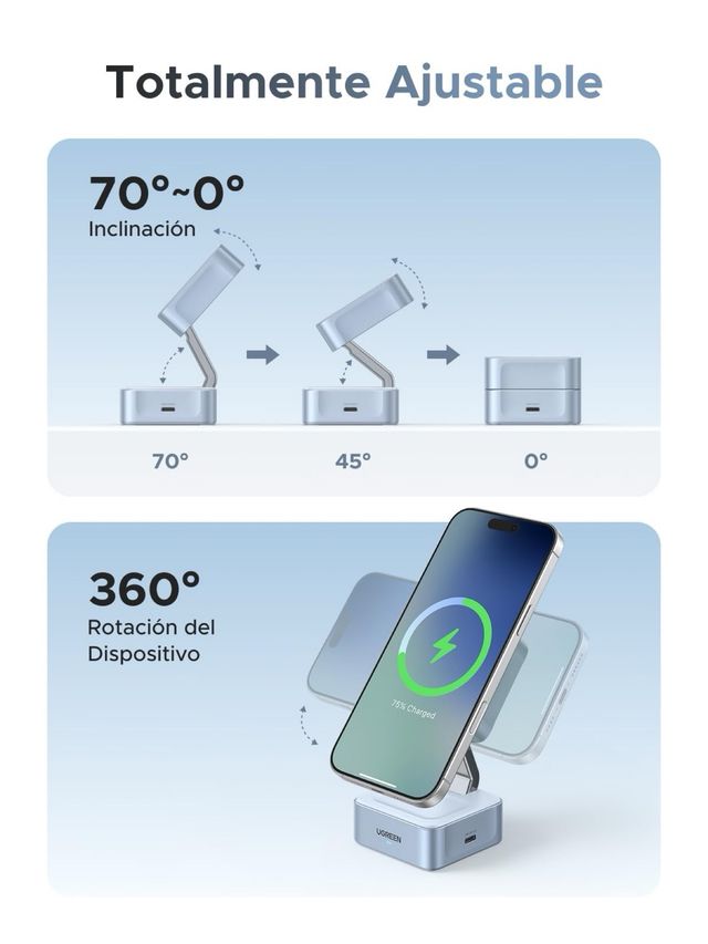 UGREEN Qi2 25wCargador Inalámbrico 2 en 1