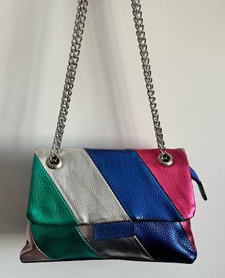 Bolso bandolera metalizado patchwork
