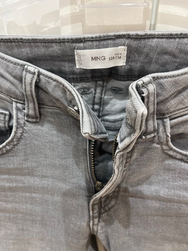 Vaqueros MNG Kids Gris Talla 8 Años