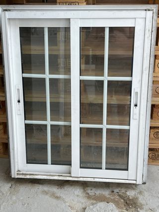 Ventana corredera aluminio blanca 80cm ancho x 1m