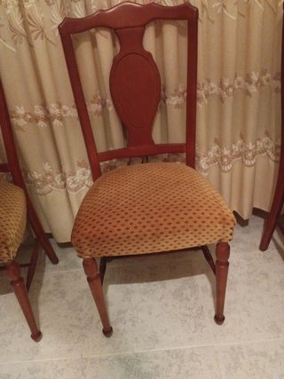 6illas de Comedor Madera y Tela