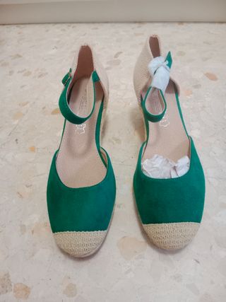 Zapatos de Esparto verde, talla 39, sin estrenar 