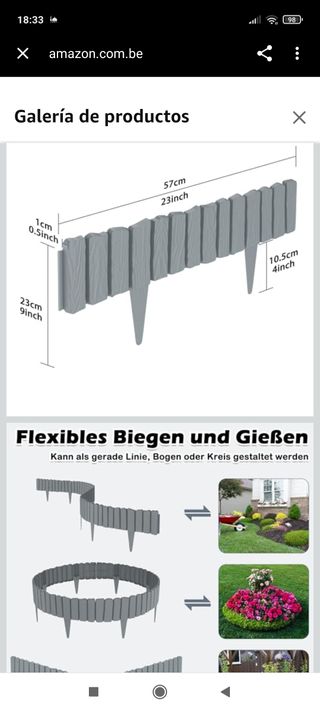 Piezas de jardinería flexibles para bordes