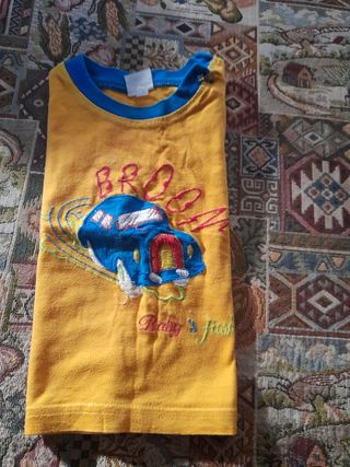 Maglietta gialla per bambini con auto 3 mesi