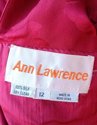 Ann Lawrence Abito Seta Vintage Rosso