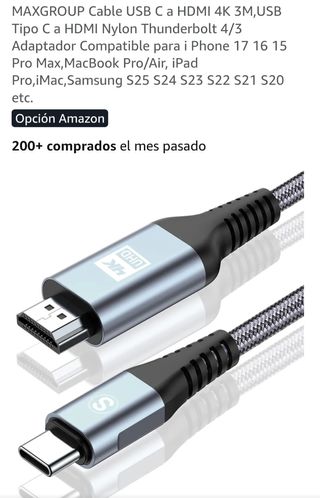 Cable USB-C a HDMI 4K Nylon Trenzado