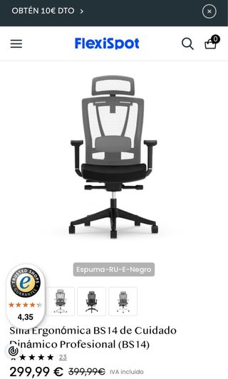 Silla ergonómica FlexiSpot BS14 — Estado impecable